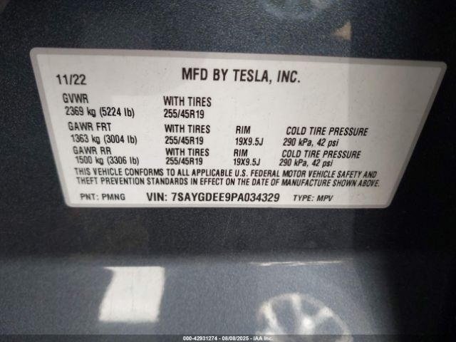 2023 TESLA MODEL Y 7SAYGDEE9PA034329 Photo 8