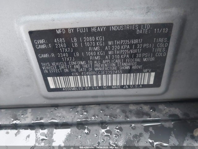 4S4BRBCC3E3252455 Subaru 2.5na u5