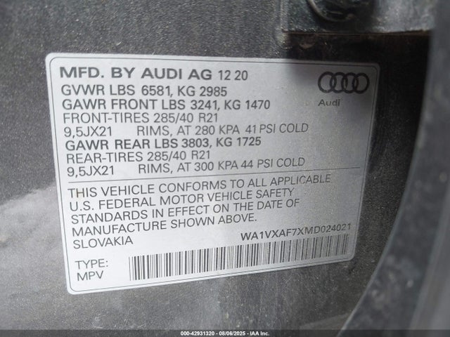 2021 AUDI Q7 WA1VXAF7XMD024021 Photo 8