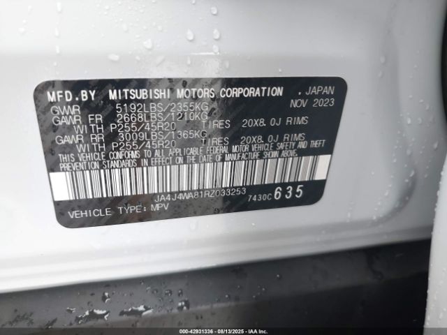 2024 MITSUBISHI OUTLANDER JA4J4WA81RZ033253 Photo 8