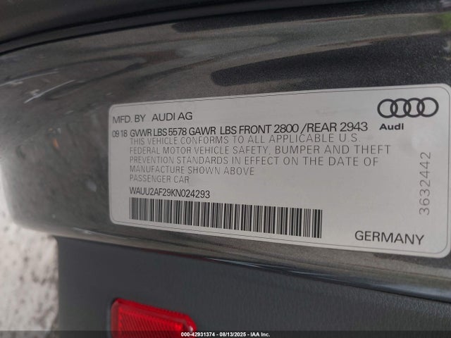 2019 AUDI A7 WAUU2AF29KN024293 Photo 8