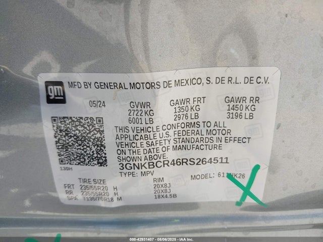 3GNKBCR46RS264511 Chevrolet lsy