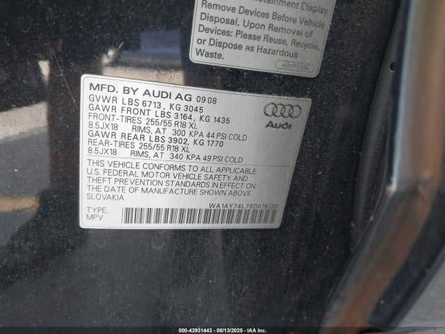 2009 AUDI Q7 WA1AY74L79D018120 Photo 8