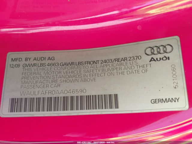 2010 AUDI A5 WAULFAFR0AA046590 Photo 8