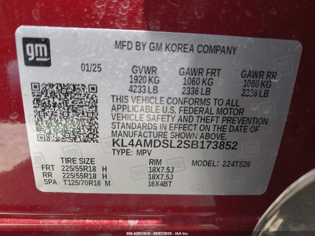 Aukcja sprzedaży 2025 Buick Encore Gx Sport Touring Fwd, vin: KL4AMDSL2SB173852, numer aukcji: 42931610