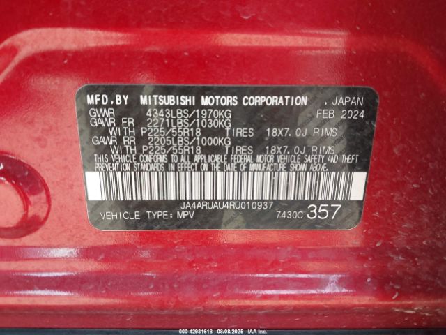 2024 MITSUBISHI OUTLANDER SPORT JA4ARUAU4RU010937 Photo 8