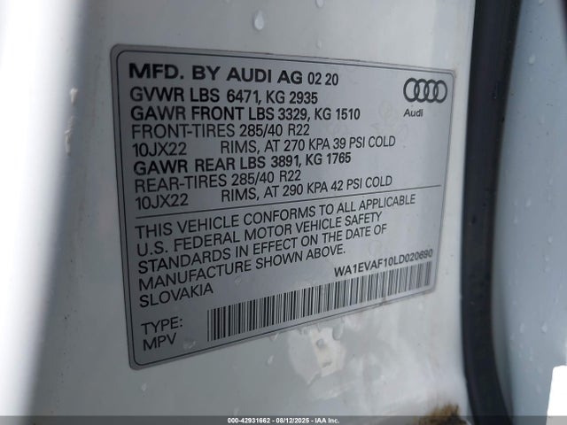 2020 AUDI Q8 WA1EVAF10LD020690 Photo 8