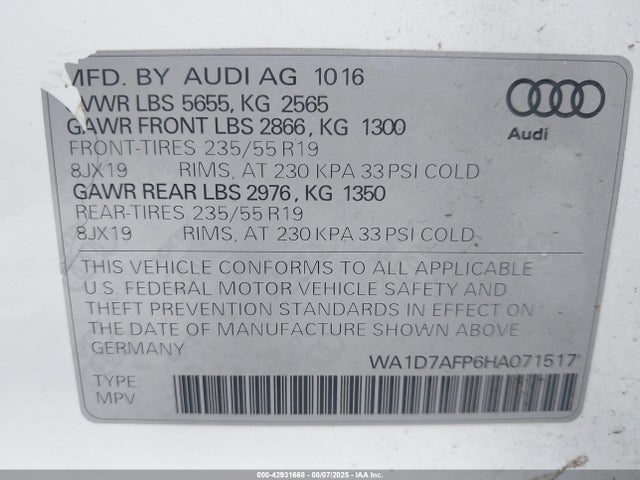 2017 AUDI Q5 WA1D7AFP6HA071517 Photo 8