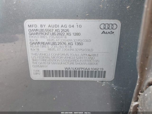 2010 AUDI Q5 WA1LKAFP0AA104219 Photo 8