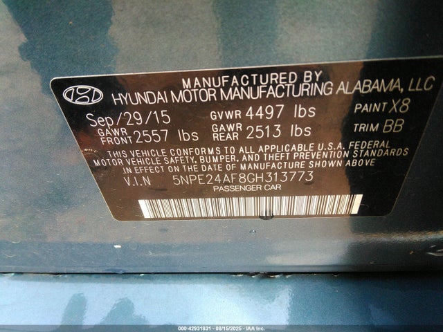 5NPE24AF8GH313773 Hyundai dohc gdi theta-ii