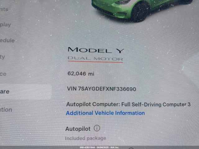 2022 TESLA MODEL Y 7SAYGDEFXNF336690 Photo 6