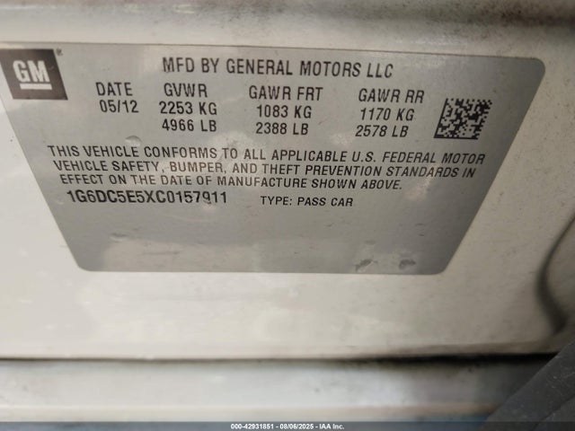 2012 CADILLAC CTS 1G6DC5E5XC0157911 Photo 8
