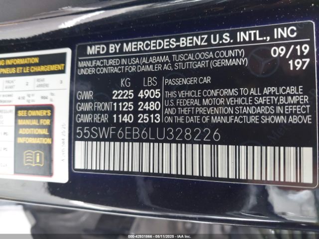 2020 MERCEDES-BENZ AMG C 43 55SWF6EB6LU328226 Photo 8