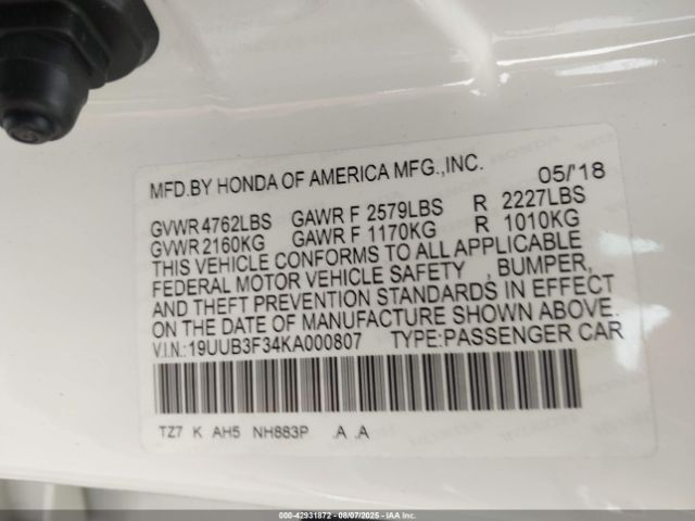 2019 ACURA TLX 19UUB3F34KA000807 Photo 8