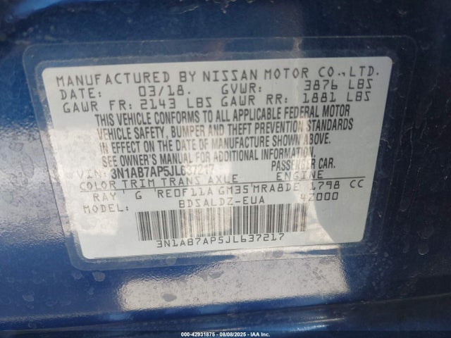 3N1AB7AP5JL637217 Nissan 2018