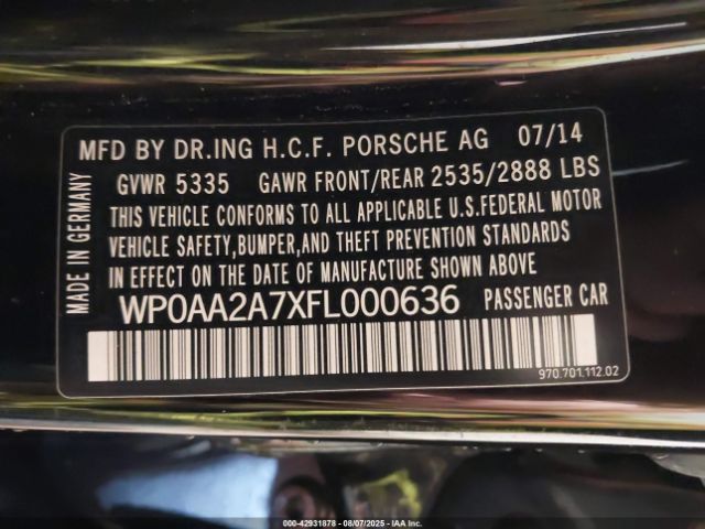 2015 PORSCHE PANAMERA WP0AA2A7XFL000636 Photo 8