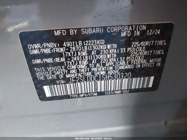 JF2SLDDC1SH530320 Subaru na