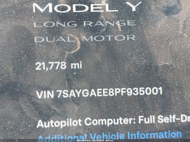 7SAYGAEE8PF935001 Tesla Model Y