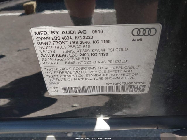 2016 AUDI Q3 WA1GFCFS2GR023769 Photo 8