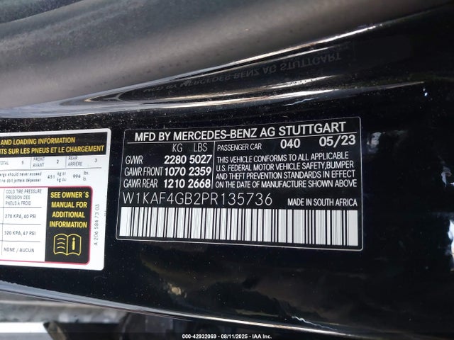 W1KAF4GB2PR135736 Mercedes-Benz m254