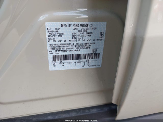 Ford Maverick 2025 3FTTW8B34SRA32485 Image 9