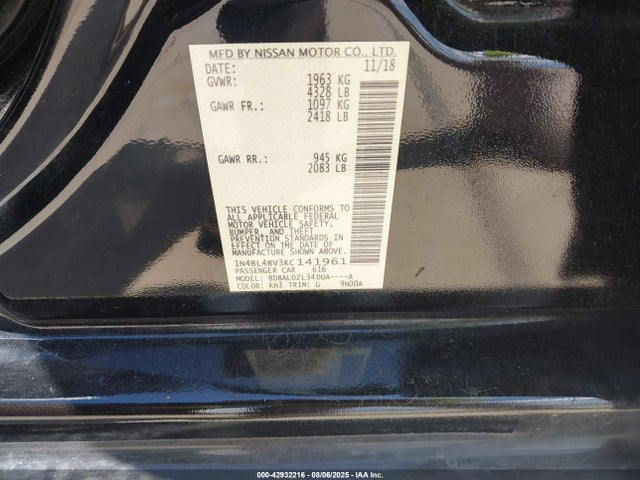 Nissan 2019 2019 1N4BL4BV3KC141961 Image 9