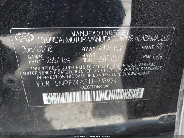 5NPE24AF1JH718994 Hyundai gdi theta-ii