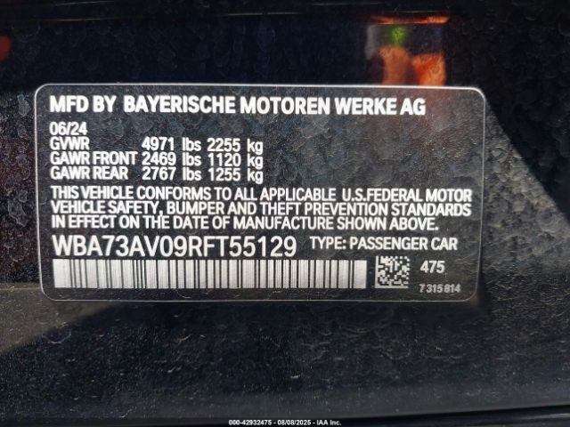 2024 BMW 4 SERIES GRAN COUPE WBA73AV09RFT55129 Photo 8