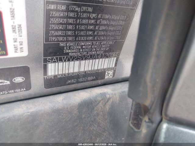 2018 LAND ROVER RANGE ROVER SPORT SALWV2SV9JA412034 Photo 8