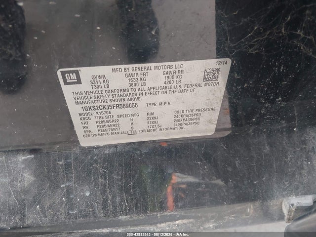 1GKS2CKJ5FR569056 GMC l86 - vvt, afm, e85 max, aluminum