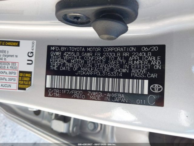 2020 TOYOTA PRIUS PRIME JTDKARFP0L3163314 Photo 8