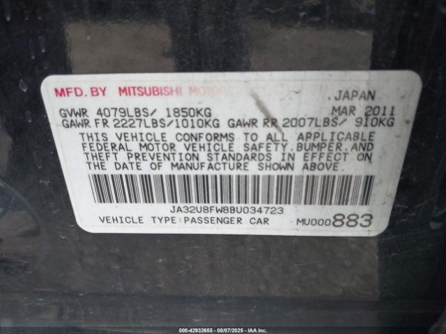 2011 MITSUBISHI LANCER JA32U8FW8BU034723 Photo 8