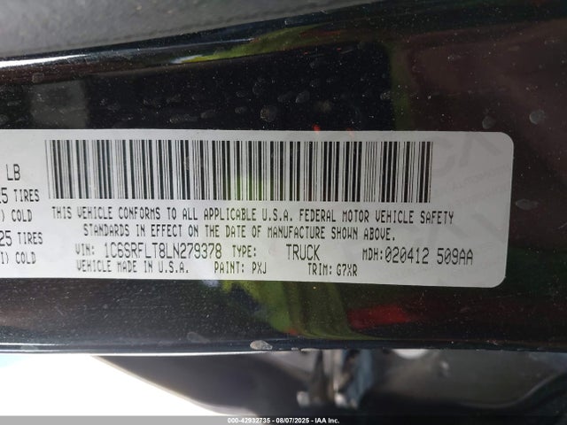 RAM 1500 2020 1C6SRFLT8LN279378 Image 9