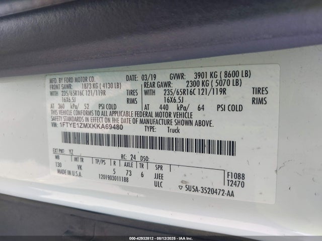 1FTYE1ZMXKKA69480 Ford 2019