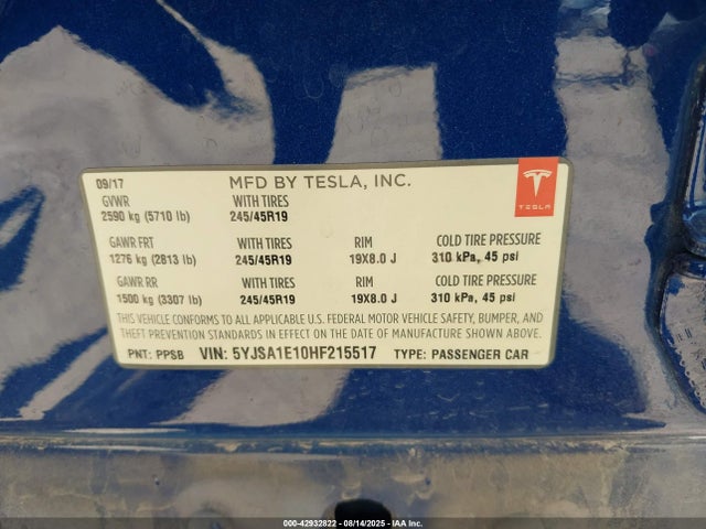 5YJSA1E10HF215517 Tesla MODEL S