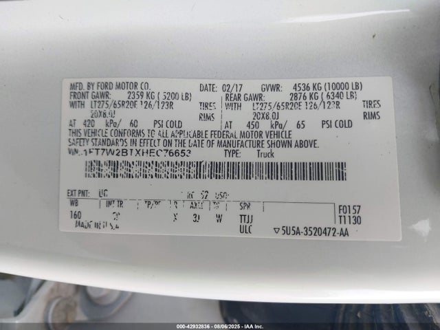 Ford F-250 2017 1FT7W2BTXHEC76653 Image 9
