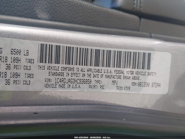 1C4RDJAG3HC936850 Dodge 2017