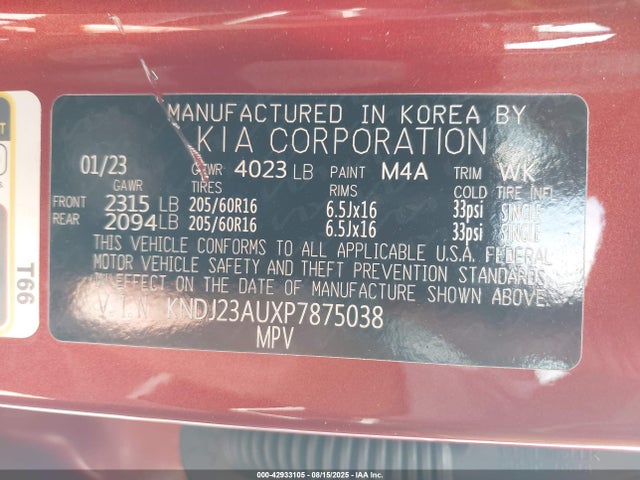KNDJ23AUXP7875038 KIA mpi nu