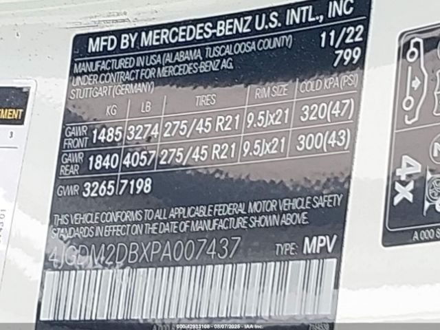 2023 MERCEDES-BENZ EQS 450+ SUV 4JGDM2DBXPA007437 Photo 8