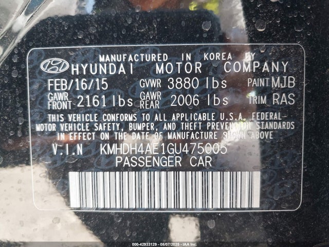 Hyundai dohc mpi nu 2016 KMHDH4AE1GU475005 Image 9