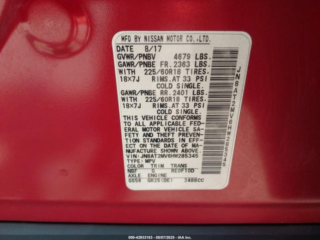 Nissan 2017 2017 JN8AT2MV6HW285345 Image 9