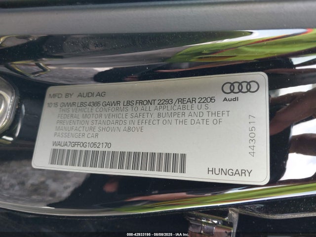 2016 AUDI A3 WAUA7GFF0G1052170 Photo 8