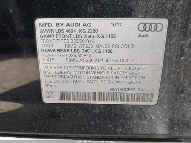 2018 AUDI Q3 WA1ECCFS8JR015229 Photo 8