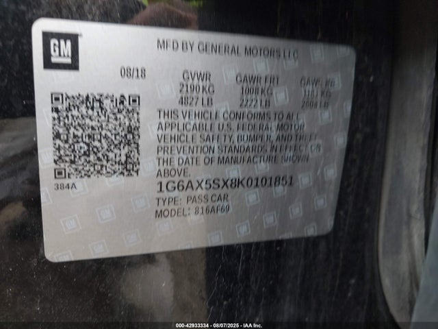 2019 CADILLAC CTS 1G6AX5SX8K0101851 Photo 8