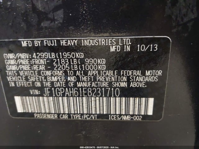 JF1GPAH61E8231710 Subaru Impreza