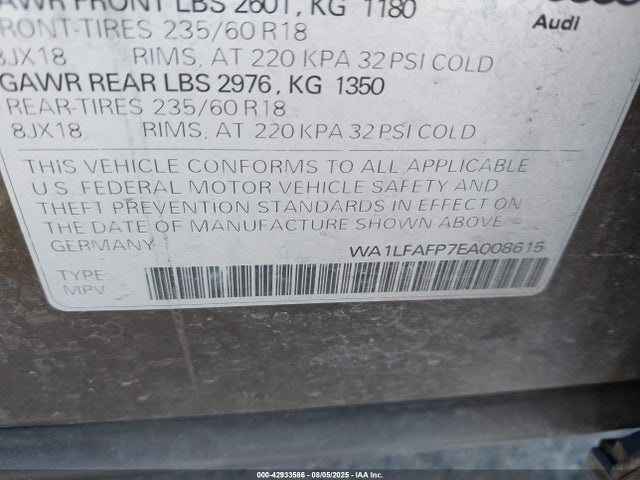 2014 AUDI Q5 WA1LFAFP7EA008615 Photo 8