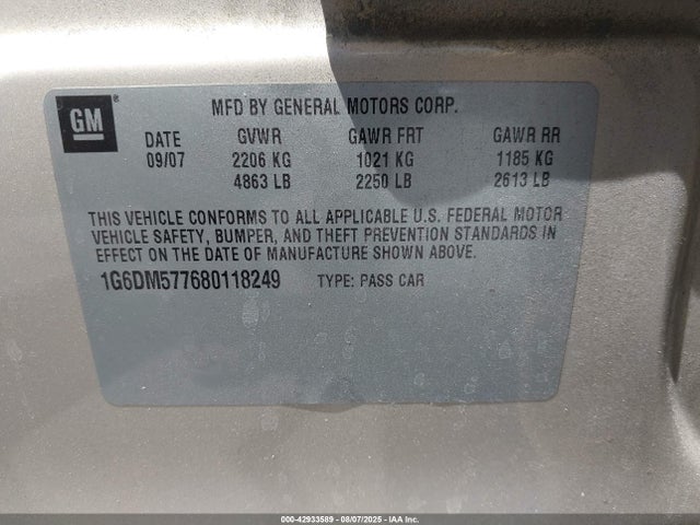 2008 CADILLAC CTS 1G6DM577680118249 Photo 8