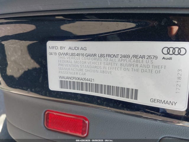 2019 AUDI A5 WAUANCF50KA054421 Photo 8