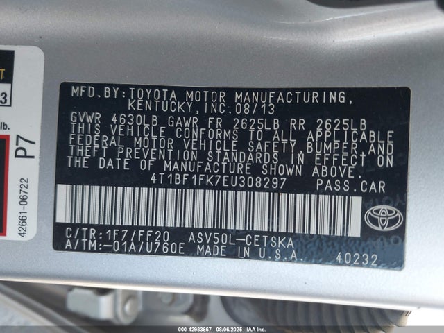 Toyota 2ar-fe 2014 4T1BF1FK7EU308297 Image 9
