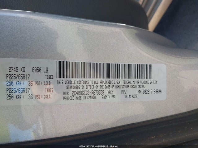 2C4RDGEG3HR873558 Dodge 2017
